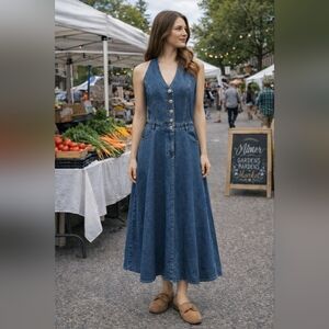 Urban Revivo Denim Halter Dress. Size 8